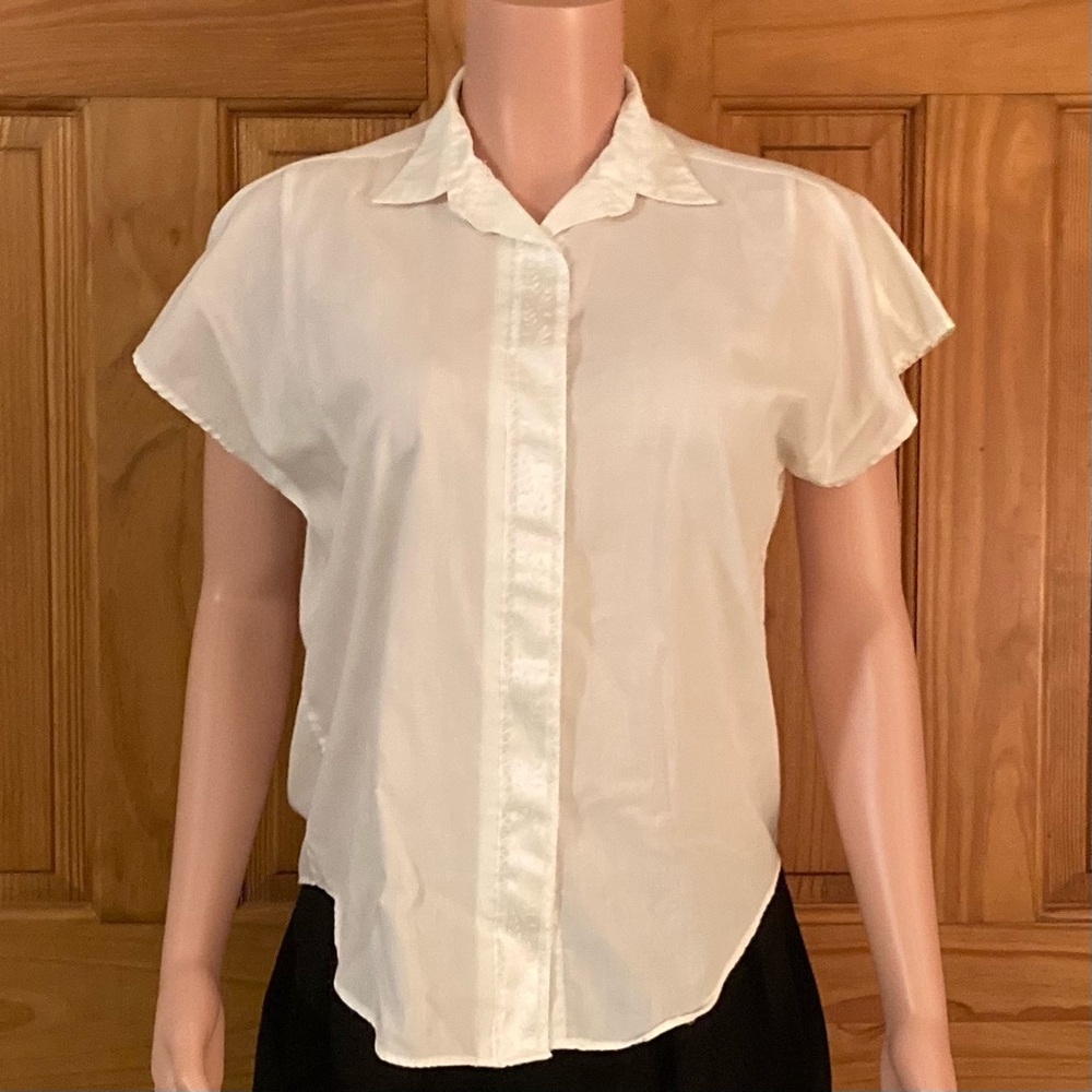 NWOT Picture Perfect Vintage 70s 80s Top Short Sleeve Blouse White Size 10